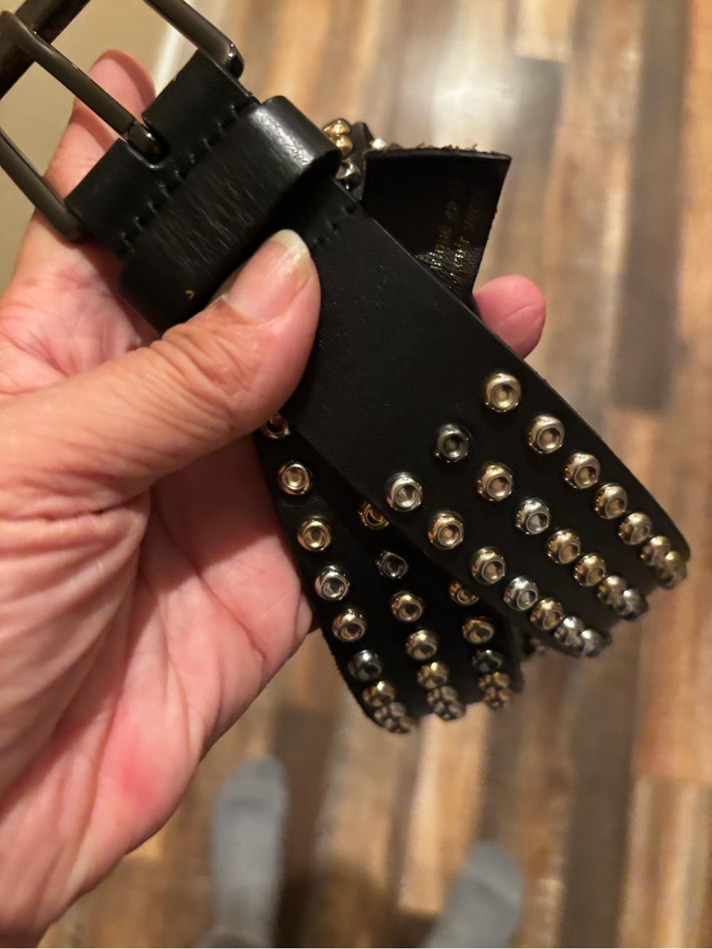 CAbi Black Leather Studded Belt with Mixed Metal Rivets